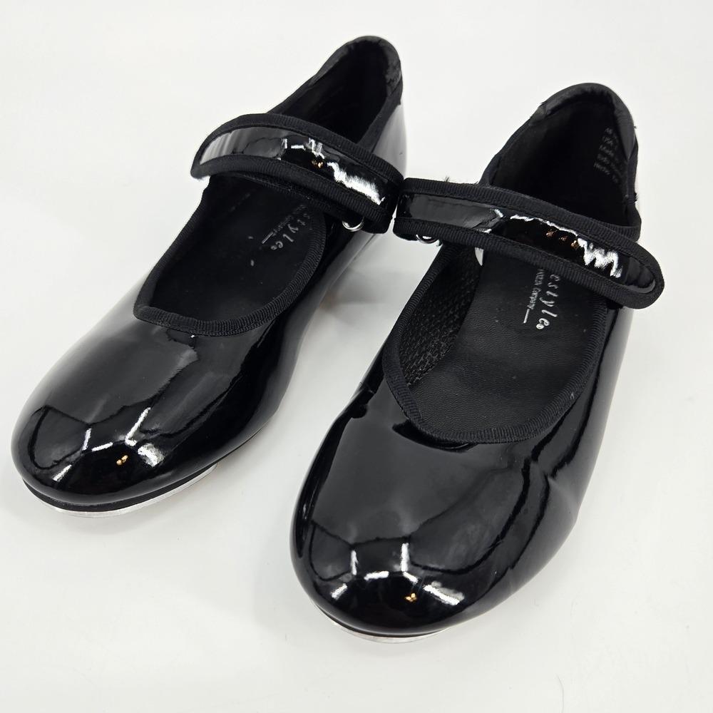 Freestyle by Danskin Black Patent Tap Shoes Mary Jane Youth Size‎ 1